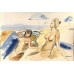 Naked girls sunbathe on the beach. Original watercolor by Ukrainian artist Marina Stoniyeva Naked girls sunbathe on the beach. Original watercolor by Ukrainian artist Marina Stoniyeva