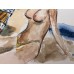 Naked girls sunbathe on the beach. Original watercolor by Ukrainian artist Marina Stoniyeva