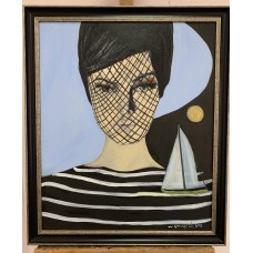 Original oil painting "Waves of Thoughts", framed, author's painting, participated in exhibitions, original plot