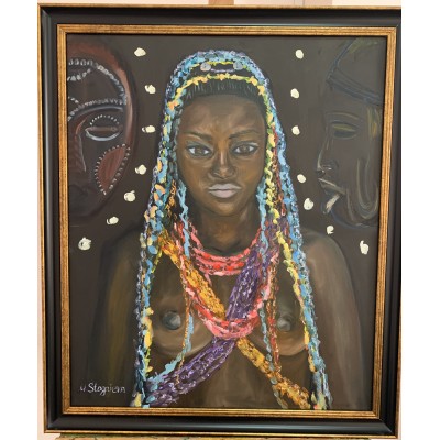 Buy an oil painting - a portrait of an African woman in a frame