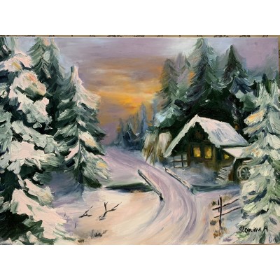 Oil painting - "Winter evening"