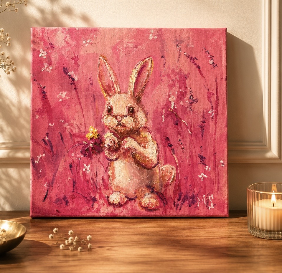 Little Bunny and the Butterfly by Marina Stognieva in an interior