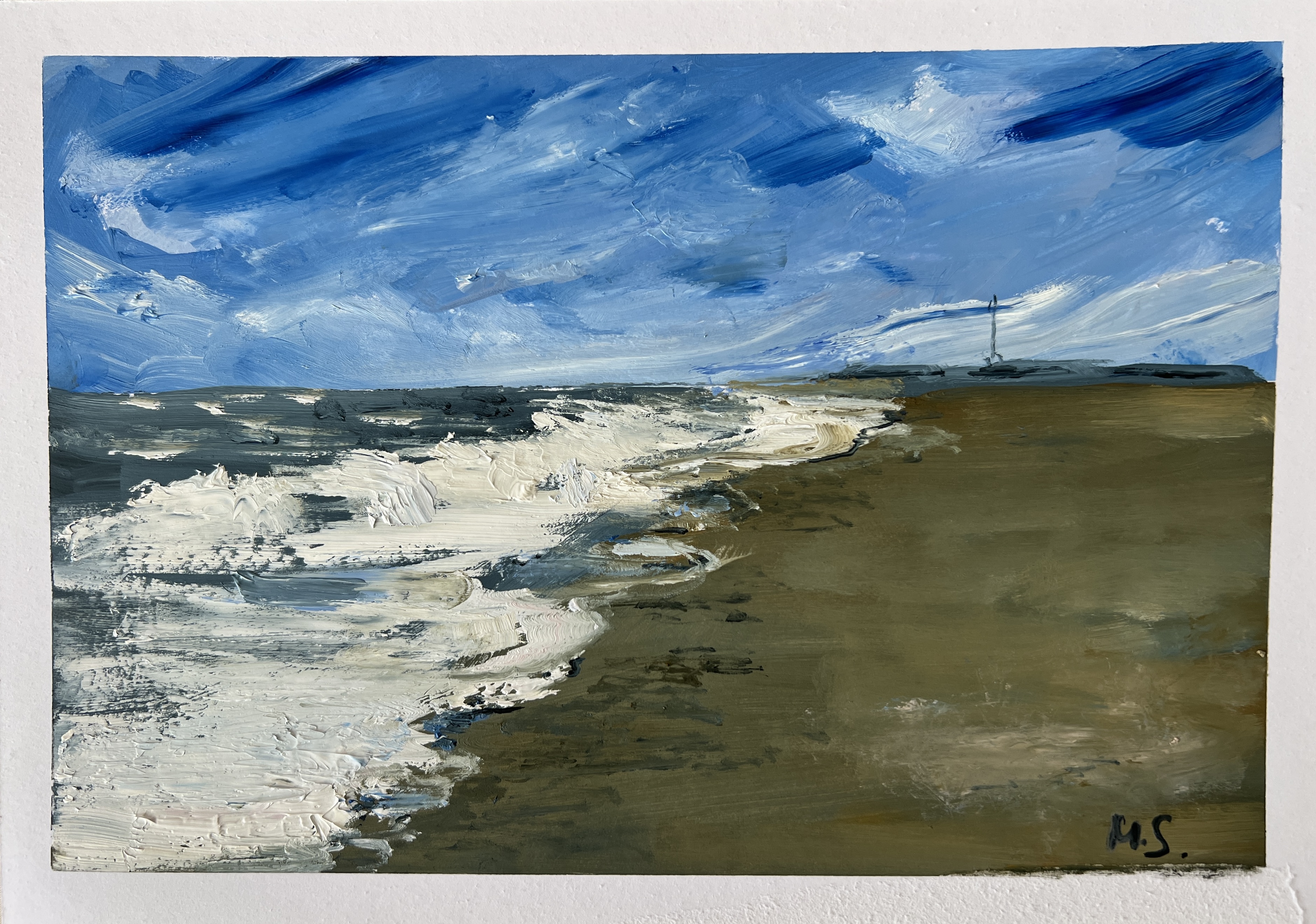 North Sea by Marina Stognieva - oil on 300 GSM paper, 21 × 30 cm, 2026