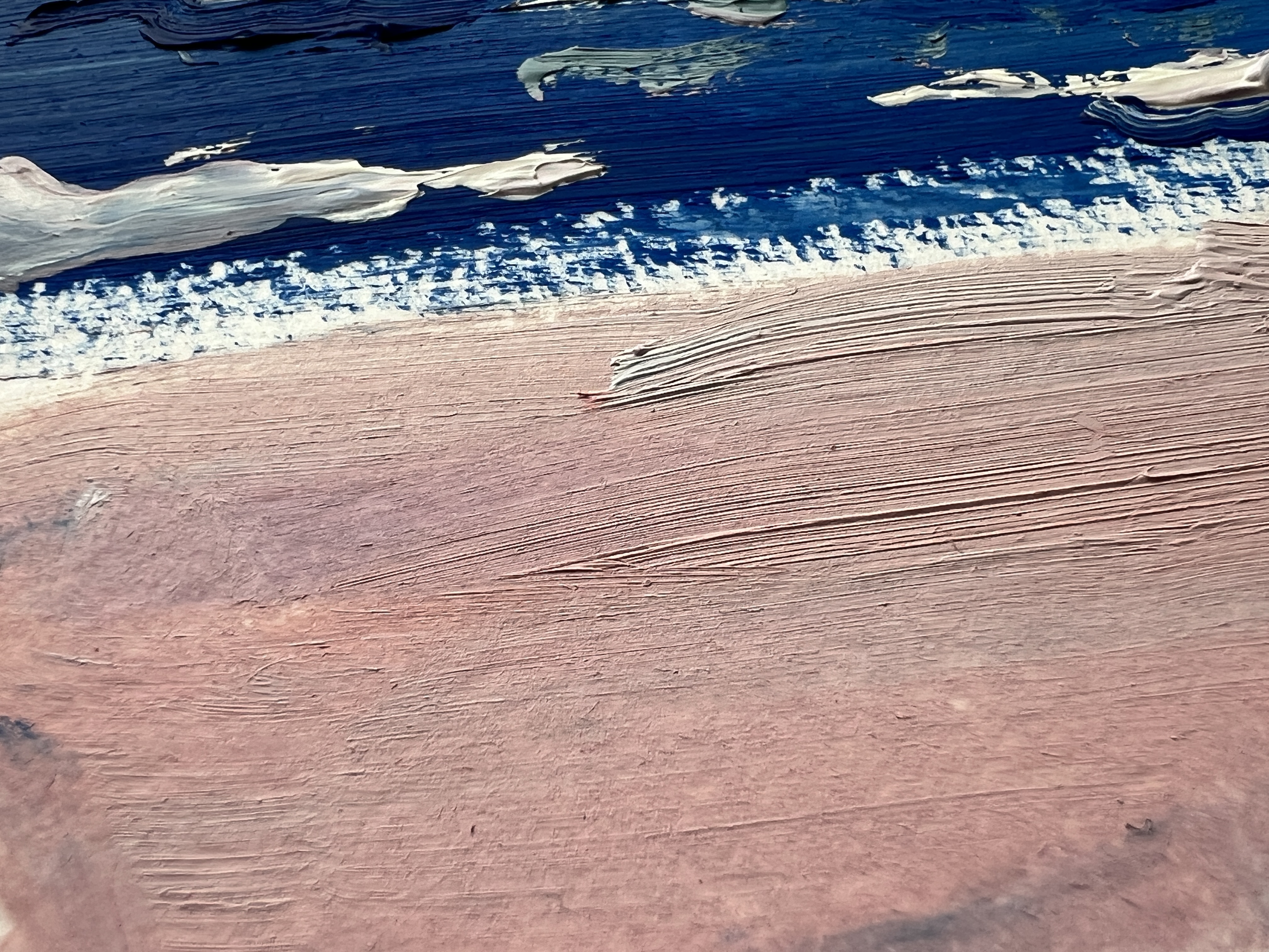 Close-up of the pink shoreline