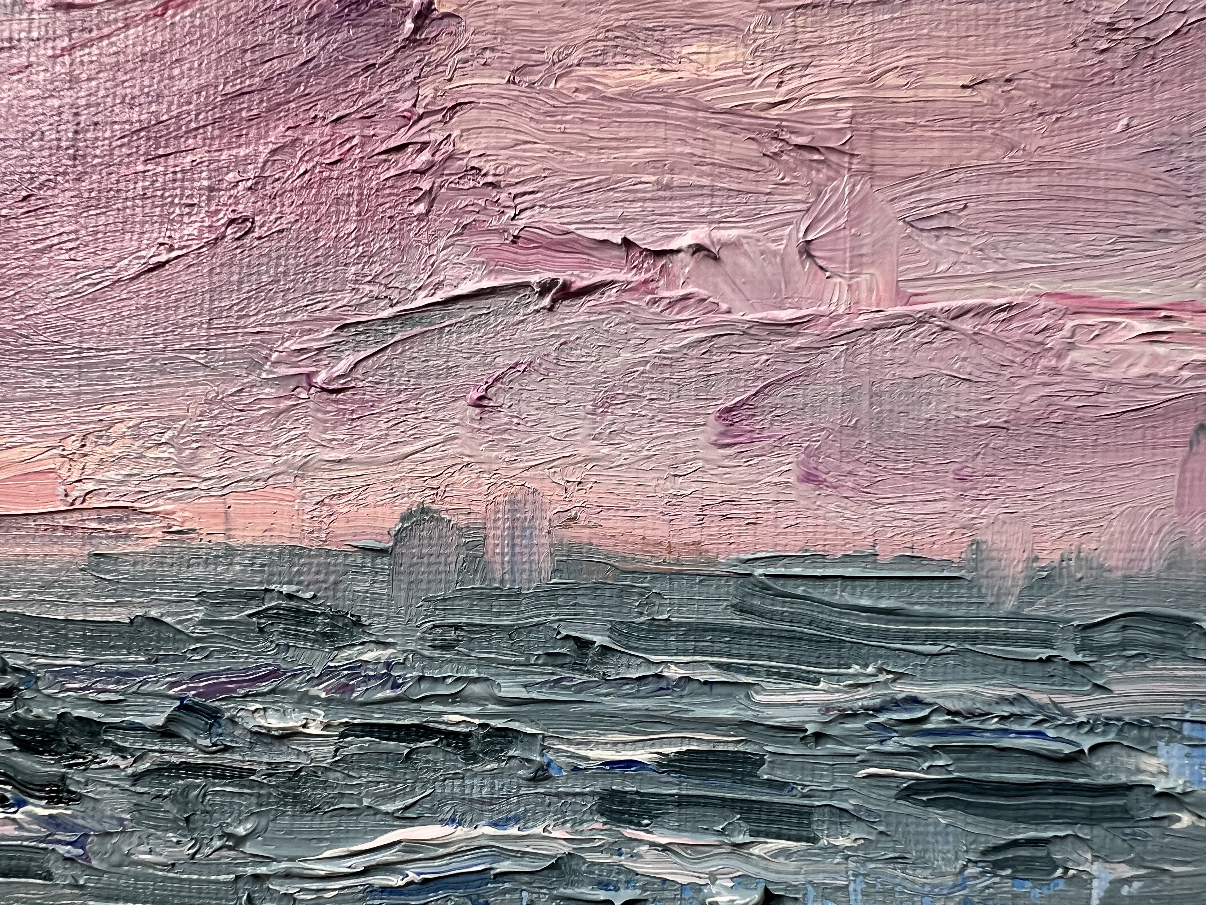 Close-up of the pink evening sky over the North Sea