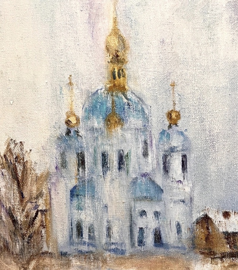 Painting detail — winter landscape of the Luhansk region