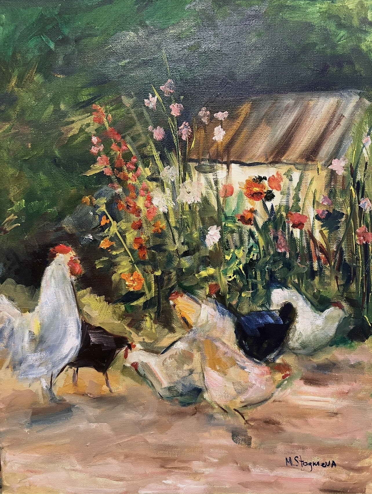 Bird Yard – Original Oil Painting by Marina Stognieva