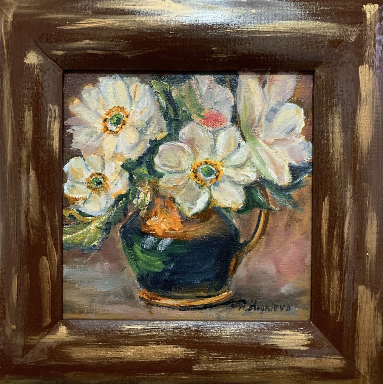 White Flowers in a Pot by Marina Stognieva