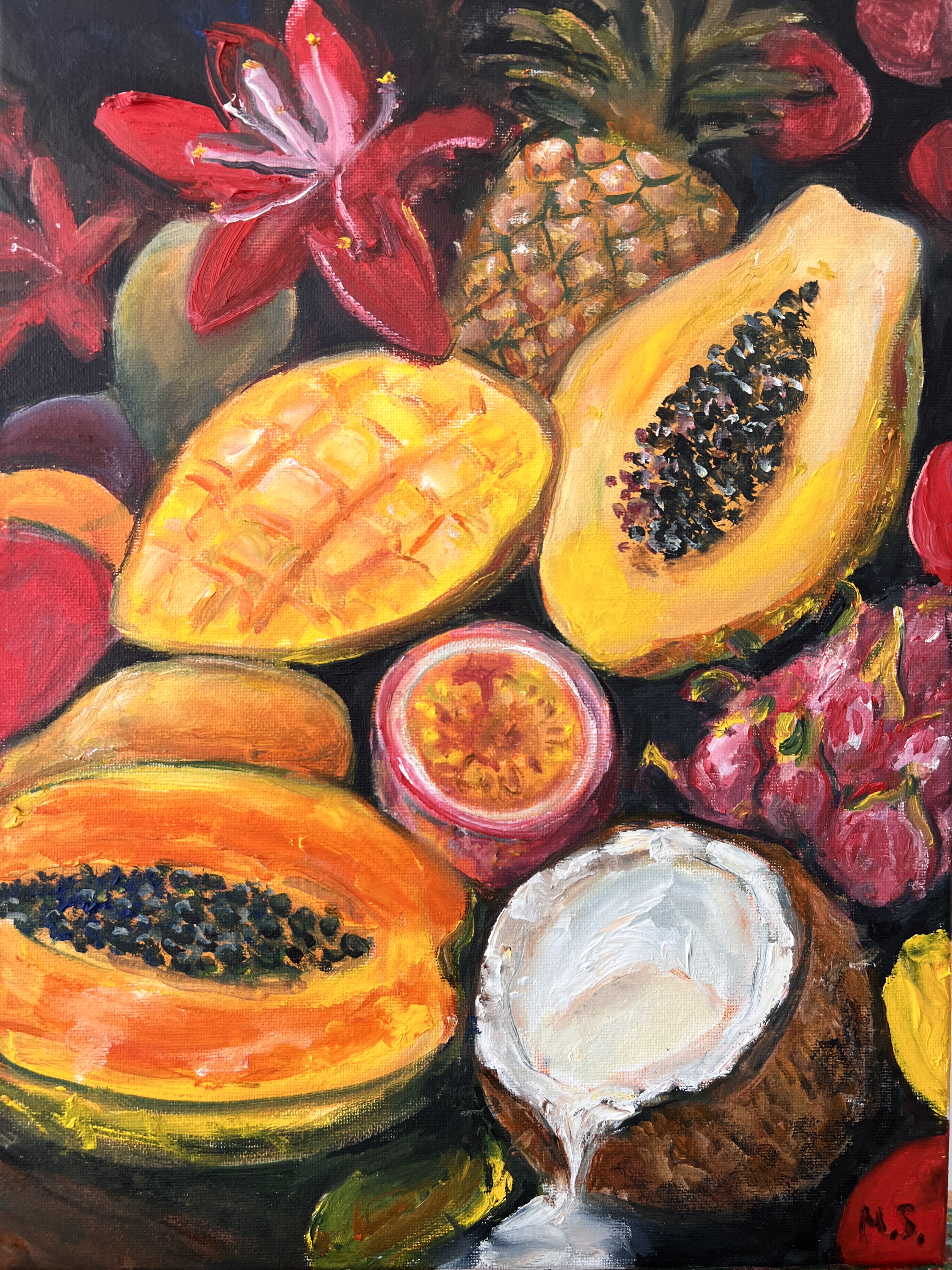 Tropical Fruits — Juicy Still Life, painting by Marina Stognieva