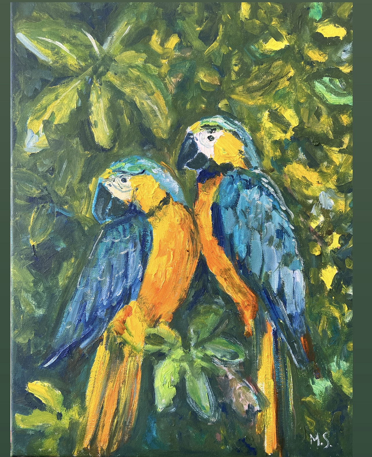 Love Parrots, original painting by Marina Stognieva