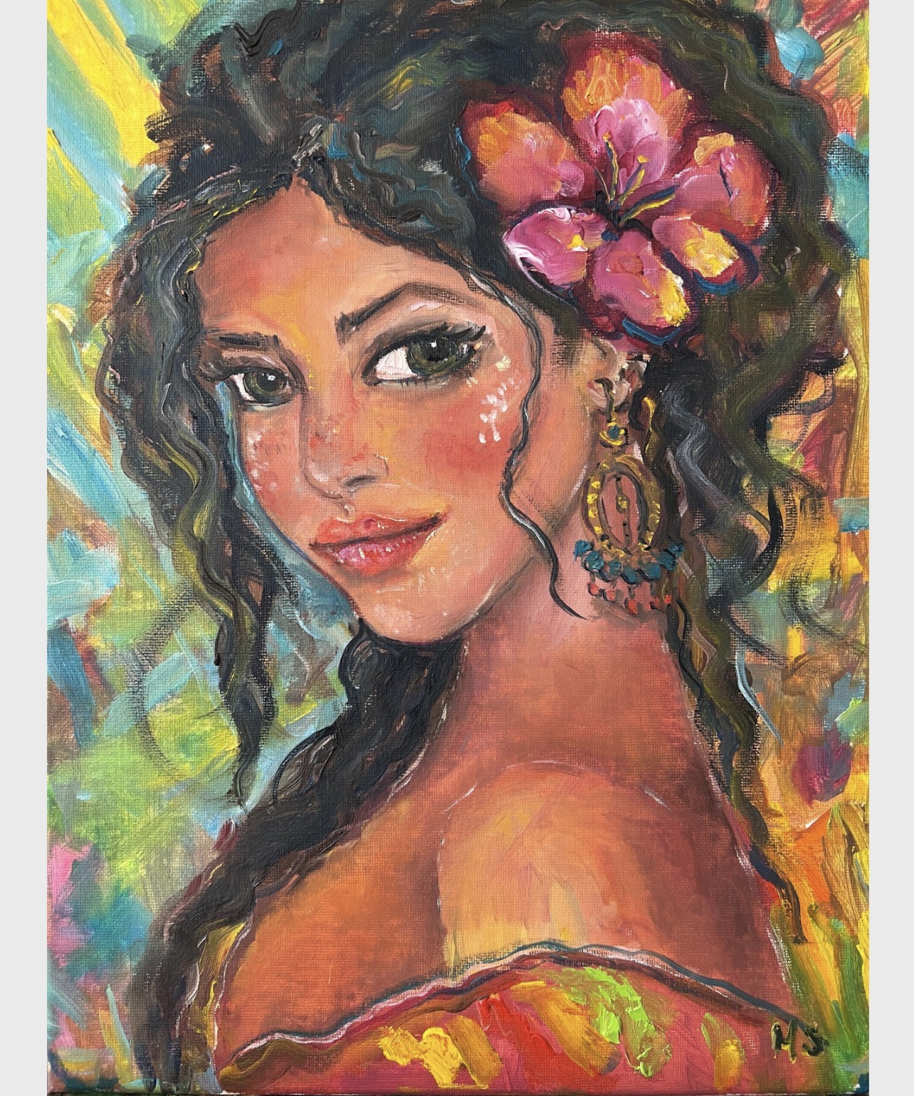 Portrait of a Tropical Girl, painting by Marina Stognieva