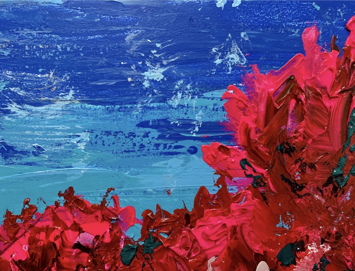 Detail of the Mediterranean Sea in the Positano painting