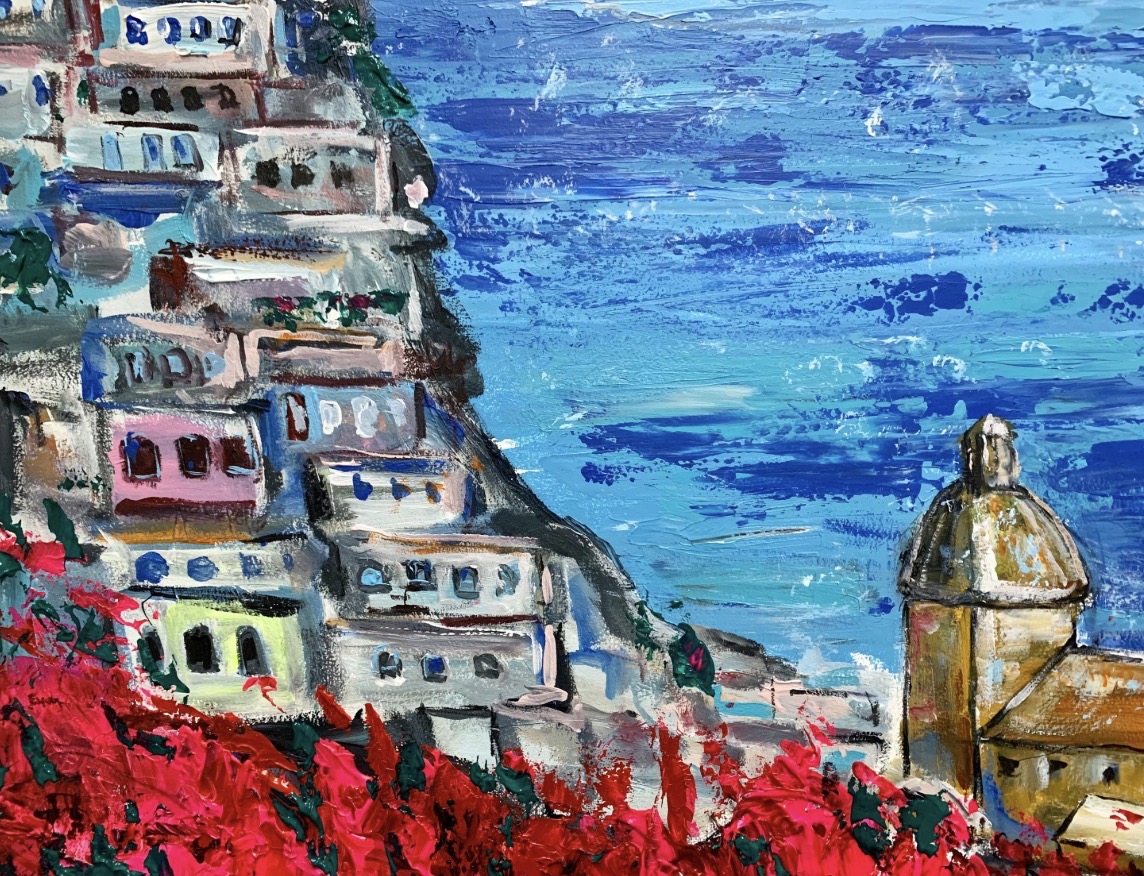 Close-up of Positano village on the Amalfi Coast