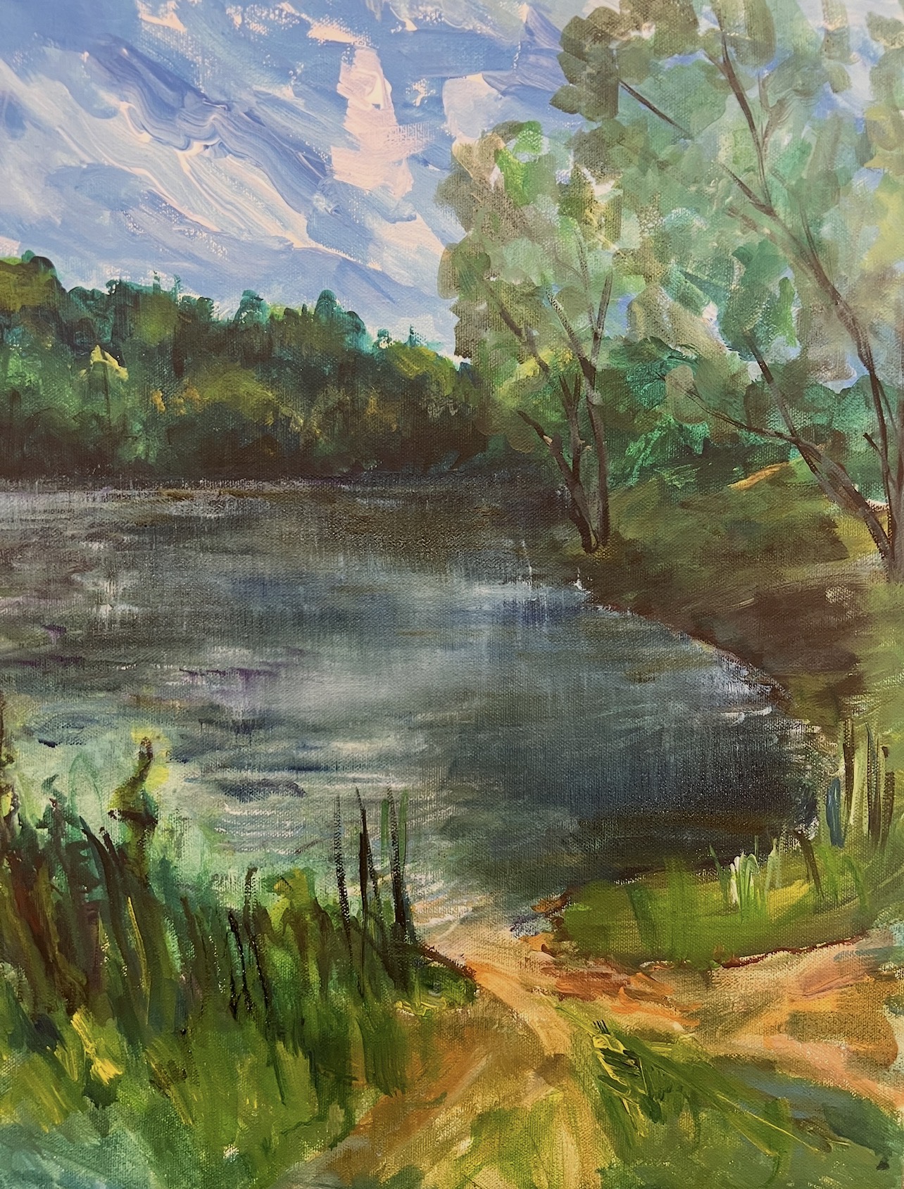 Summer on the Aidar River – Original Acrylic Landscape Painting by Marina Stognieva