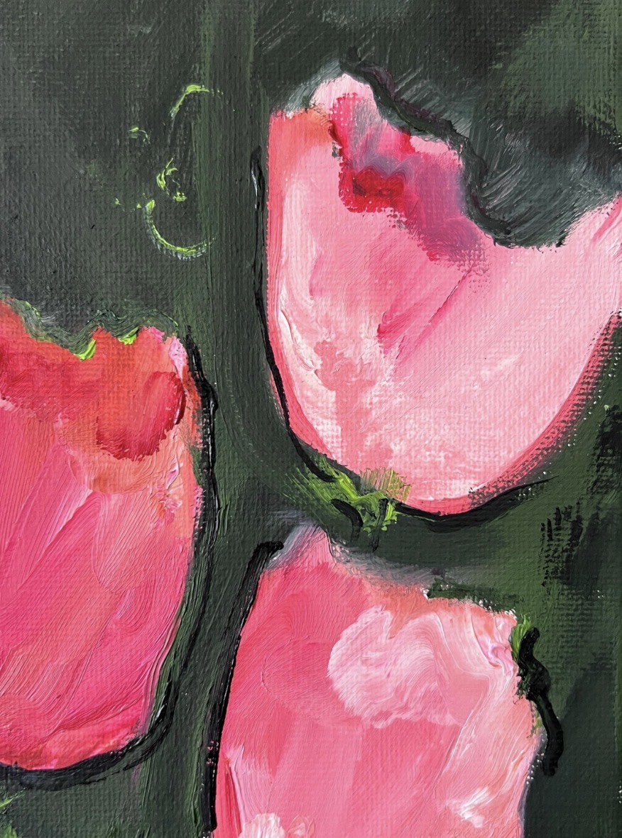 Texture detail of the original Tulips painting by Marina Stognieva